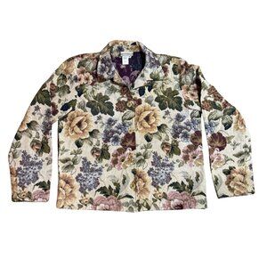 Coldwater Creek Vintage Floral Brocade Tapestry Jacket Women's M